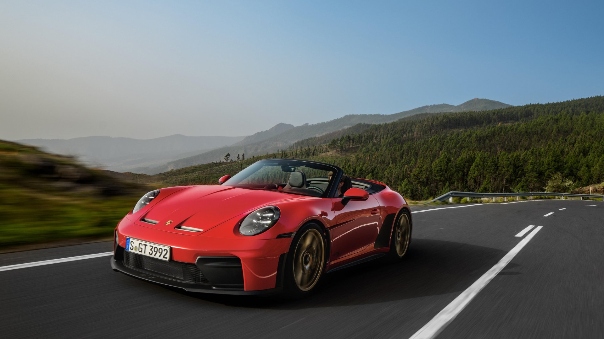 2027 Porsche 911 GT3 S/C — red, mountain road front view
