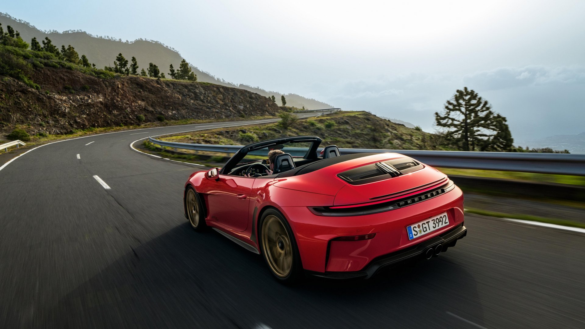 2027 Porsche 911 GT3 S/C — red, rear view on road