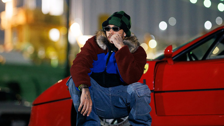 Lewis Hamilton drifting a Ferrari F40 at Daikoku Parking Area, Tokyo, April 2026